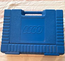 LEGO Blue Plastic Carrying Case w/ Handle, Mixed Bricks Baseplate & 2 Booklets