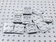 LEGO Lot of 12 Light Bluish Gray 2x2 Plates BR