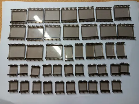 LEGO BULK LOT OF 44 TRANS BLACK/BROWN WALL/WINDOW PANELS 1X2X2 1X2X3 1X4X3