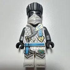 LEGO Minifigure White/Gray Outfit w/ Blue/Gold Details Dual-Sided Head