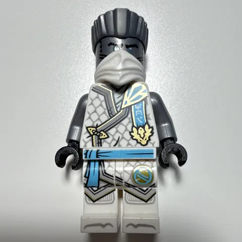 LEGO Minifigure White/Gray Outfit w/ Blue/Gold Details Dual-Sided Head
