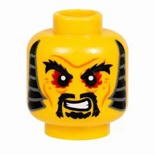 LEGO Minifigure, Head Black Bushy Eyebrows, Red Eyes, Moustache