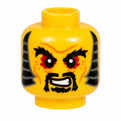 LEGO Minifigure, Head Black Bushy Eyebrows, Red Eyes, Moustache
