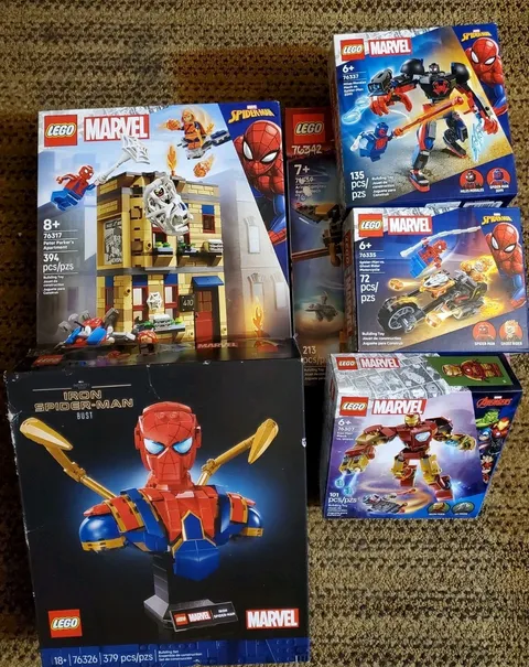 LEGO Marvel Spider-Man, 0, Iron Man 76342, 76317, 76326, 76335, 76337, 76307