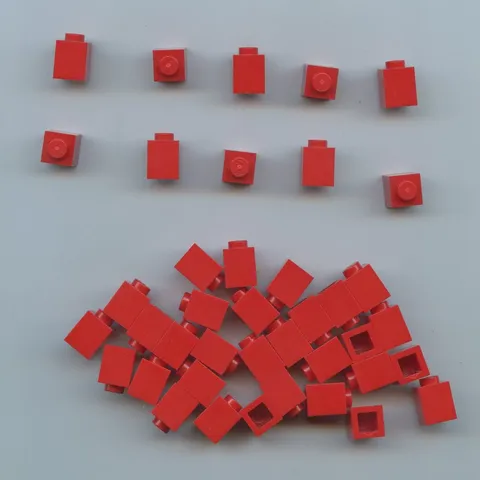 LEGO x 40 Red Brick 1 x 1 3005