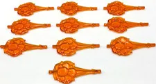 Lego 10 New Trans-Orange Waves Rounded Straight Tapered Cloud / Wind Parts