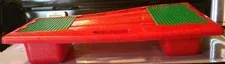 Vintage 1998 Red LEGO Lap Table Storage Trays Sliding Green Base Plates, WARPING