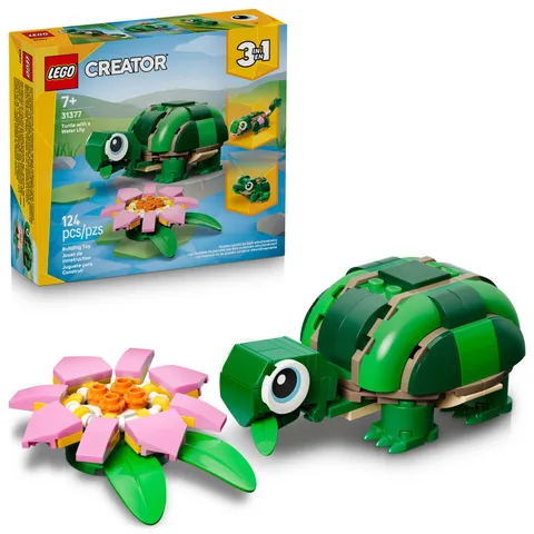 LEGO Creator 3 in 1 Turtle with a Water Lily Flower Building Toy for Girls &...