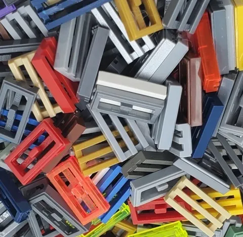 LEGO -  Lot of 100 Tiles with Grill 1x2 Modified Plate Mixed Colors #2412