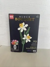 WHITE DAFFODILS Bouquet Botanical Block Tech Brick Set NEW Open Box