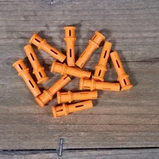 LEGO Orange Technic Pin 3L with Friction Ridges and Stop Bush Part 65304 Qty 12