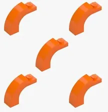 5 New LEGO Orange 1x3x2 Curved Top Arch Bricks round rounded 92903 6340751