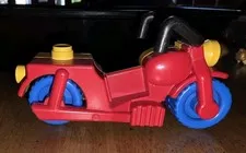Lego Duplo Item Clown Motorcycle red/yellow w/ blue wheels vintage