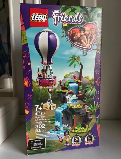 LEGO Friends Tiger Hot Air Balloon Jungle Rescue 41423 Complete Set 302 pcs