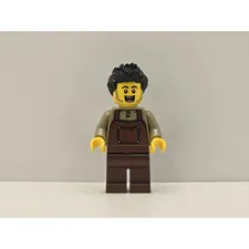 LEGO Holiday Minifigure Man Black Spiked Hair Dark Tan Shirt hol260 New