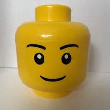 Lego Boy Head Storage Container Stackable Yellow 