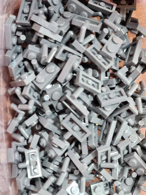 Lego 4623b Dark Bluish Gray Qty 141 NEW Plate, Modified 1 x 2 with Bar Arm