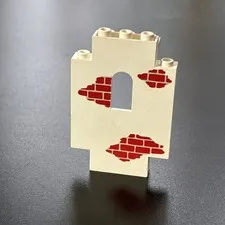 1x Lego White Wall 4444p06 2x5x6 Window Red Brick Scattered Pattern 6276 6277