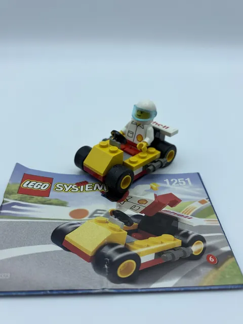 Vintage LEGO Town Shell 1251 Go Kart Race Car Set Manual Minifigure 1999