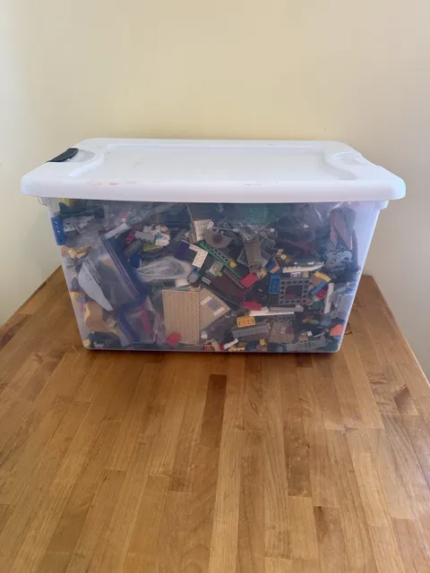 33 Pounds LEGO Pieces From Different Sets. Mini Figs Spread Throughout Bin