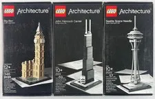 LEGO ARCHITECTURE: 21001 John Hancock21013 Big Ben21003 Seattle Space Needle