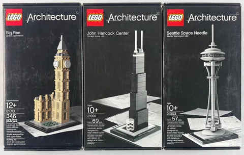 LEGO ARCHITECTURE: 21001 John Hancock21013 Big Ben21003 Seattle Space Needle