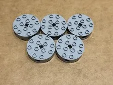 LEGO Parts - Light Bluish Gray Brick, Round 4 x 4 4 Side Holes - No 6222 - QTY 5