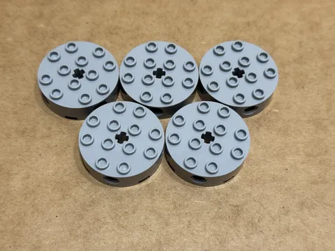 LEGO Parts - Light Bluish Gray Brick, Round 4 x 4 4 Side Holes - No 6222 - QTY 5