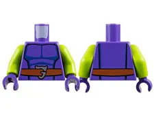 LEGO Dark Purple Torso Dark Blue Muscle Contours, Reddish Brown Belt with Silver