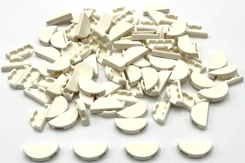 Lego 100 New White Tiles Flat Smooth Round 1 x 2 Half Parts