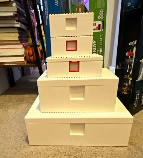 LEGO ikea store Stackable Plastic Storage play containers Lot w/ Lids White