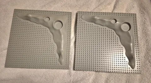 2 Vintage 1980s LEGO Base Plate – Lunar Space Crater Moon Raised, Old Gray