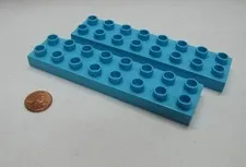 Lego Duplo 2 THIN 2x8 AZURE BLUE BRICKS BLOCKS Building Block House Town Farm