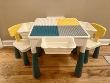 Lego Duplo Building Block Marble Run Activity Table W/ Chairs