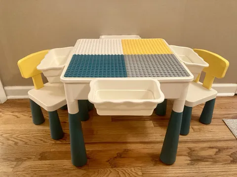 Lego Duplo Building Block Marble Run Activity Table W/ Chairs