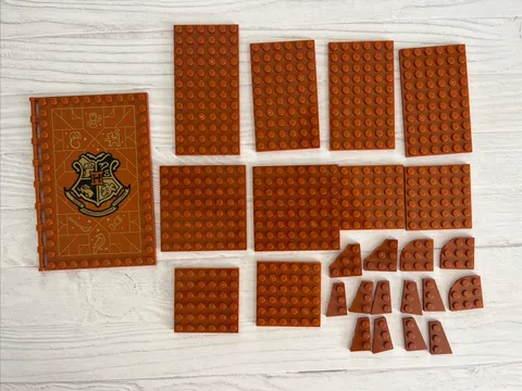LEGO LOT DARK ORANGE 25 PCS BASE PLATE 6X6 8X8 3X3 CUT CORNER 2X3 WING VARIETY