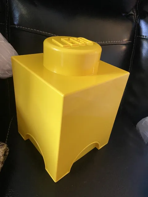 LEGO Storage Brick 1 Knob Yellow Container Room Decor Copenhagen 7” X 5x5” Legos