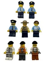 Lot Of 8 LEGO City Town Police Minifigers cty0743 Prisoners Swamp Police Officer