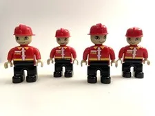 LEGO DUPLO Firefighter Figures – Lot of 4, red and black