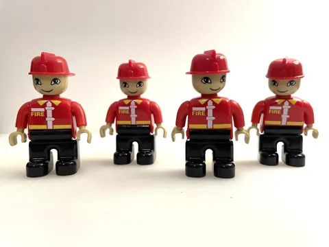 LEGO DUPLO Firefighter Figures – Lot of 4, red and black