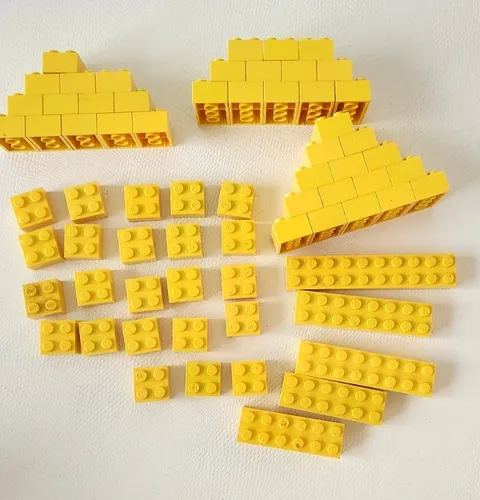 Lego Yellow Brick Lot 68 pcs Banana Yellow 4x2  3x3  2x2 plus more
