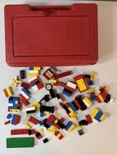 LEGO Vintage Plastic Storage Box Case 11" x 8” Filled With Pieces Bricks