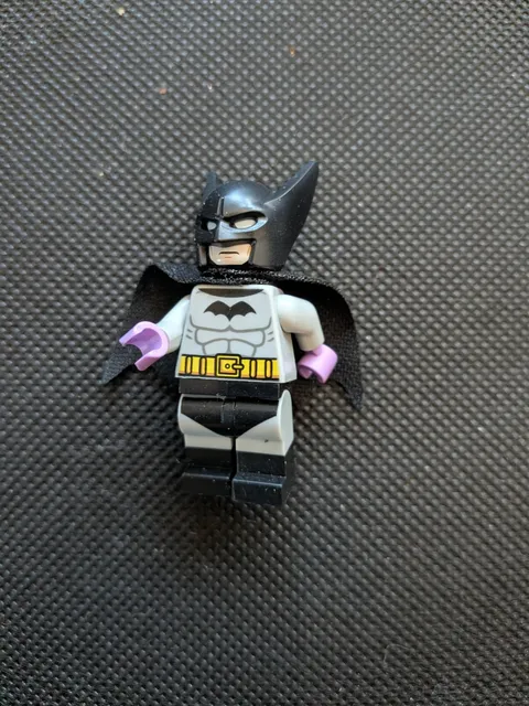 LEGO Batman Minifigure w/ Black Cape & Cowl, Gray Suit, Purple Hands CMF Series