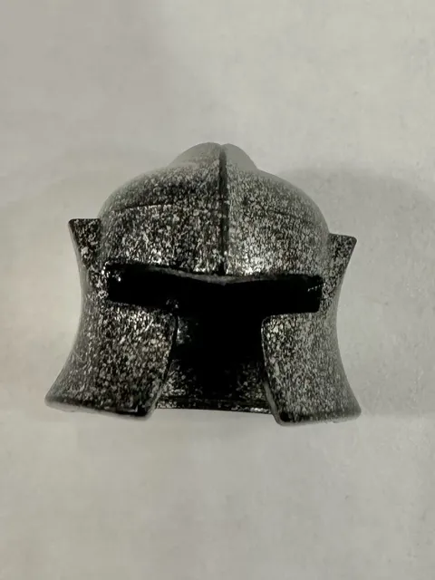 Lego Mini figure Knight Helmet Speckled Black And Silver
