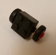 Lego x1 Black 2x2 Brick, Red Wheels, Tire, Metal Axle, 3137c01assy1 (028-221)