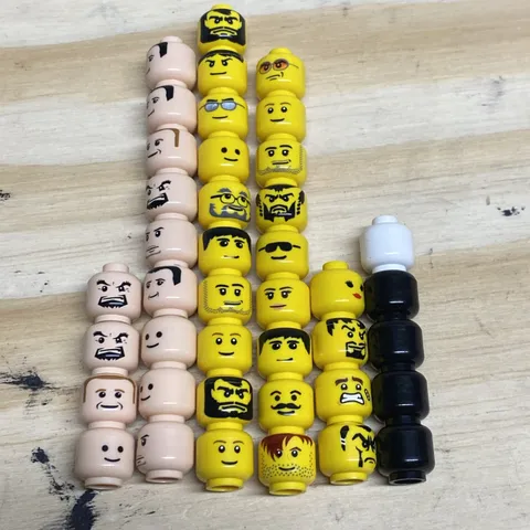 Lot Of 41 Lego Minifigure Heads Yellow & Tan Knights Vikings