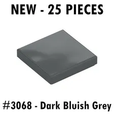 Lego Tile 2x2 (#3068/3068b) Dark Bluish Grey - New - 25 pieces