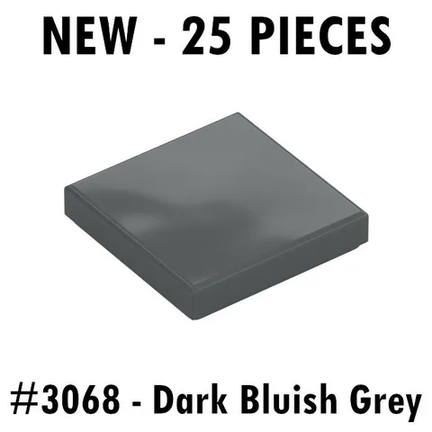 Lego Tile 2x2 (#3068/3068b) Dark Bluish Grey - New - 25 pieces