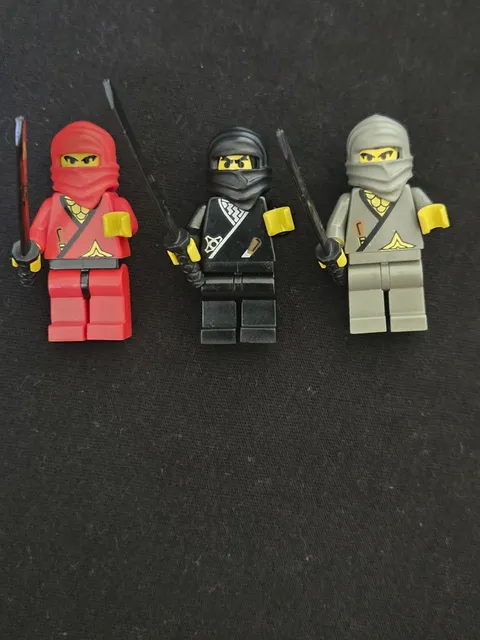 Lego Black Ninja Red Ninja Grey Ninja Minifigure Lot Of 3 All With Accessories 