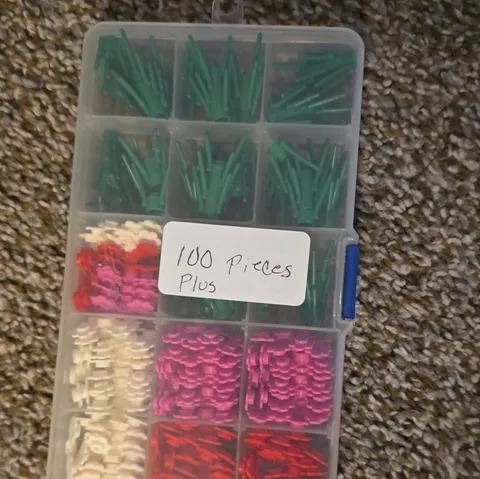 LEGO Bulk Lot Green/Pink/Red/White Plastic Assorted Parts in Case, 100+ pcs